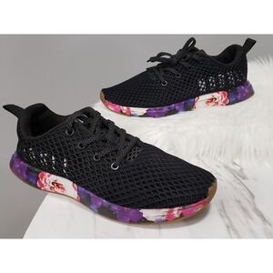 NEW NO BOX SIZE 9 WOMENS NOBULL Trainer shoes black purple floral mesh